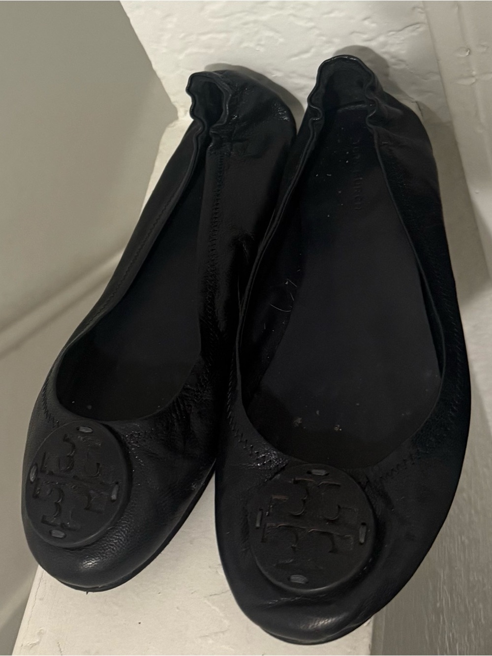 Black Women's Leather Ballet Flats - Tory Burch Sz 8